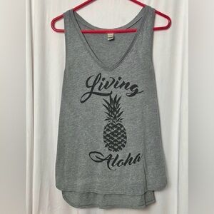 Kavio Gray Graphic Living Aloha Tank Top with Pineapple Size XL
